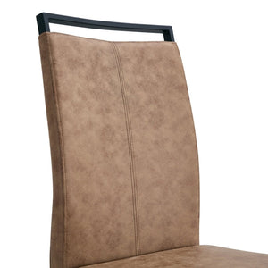 English Elm Table 5-Piece Dining Set - Modern Wood Textured Table With 4 Brown Tech Fabric Chairs & Black Legs W1151S03584-GIGA