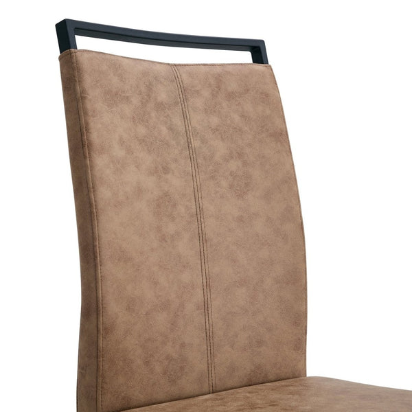 English Elm Table 5-Piece Dining Set - Modern Wood Textured Table With 4 Brown Tech Fabric Chairs & Black Legs W1151S03584-GIGA