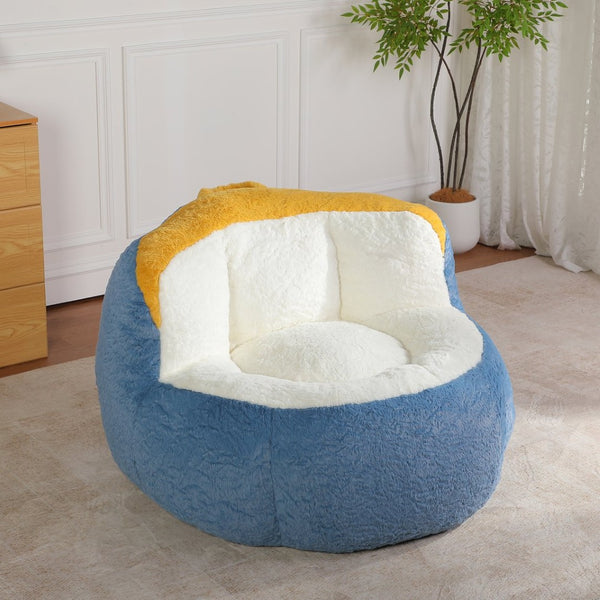 English Elm Oversized Multicolor Faux Fur Bean Bag Sofa – Cozy Lounger With Shredded Foam, No Assembly Needed! W3723P375714-GIGA