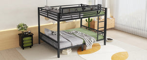 English Elm Queen Over Queen Metal Bunk Bed With Sturdy Ladder, Storage Shelf & Stylish Black Finish For Teens W2580S00043-GIGA