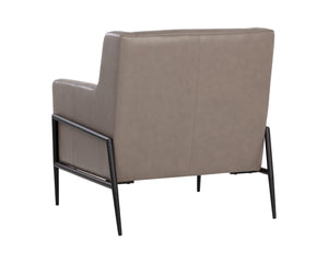 Sunpan Talula Lounge Chair - Alpine Grey Italian Leather with Black Steel Frame for Modern Elegance and Comfort