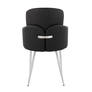 English Elm Dahlia Modern Dining Chair Set Of 2 In Black Faux Leather & Polished Chrome - Stylish & Comfortable B202S01197