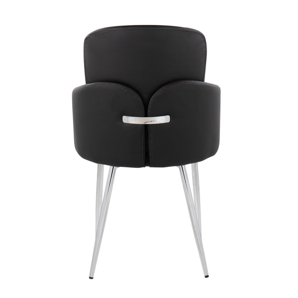 English Elm Dahlia Modern Dining Chair Set Of 2 In Black Faux Leather & Polished Chrome - Stylish & Comfortable B202S01197