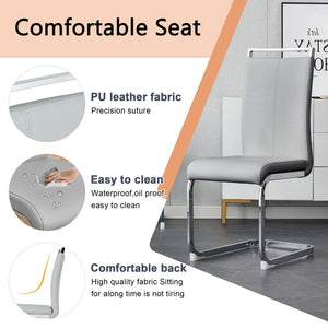 English Elm Table Modern Marble Pattern 9-Piece Dining Set – 71" Tempered Glass Table & 8 Light Gray Chairs W1151S02121-GIGA