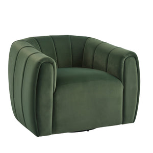 English Elm Christopher Knight Home® - Swivel Velvet Club Chair with Tub Back and 360° Rotation, Plush Iron Frame, No Assembly Needed Olive Green 37.8 L x 33.46 W x 27.17 H N776P264952S
