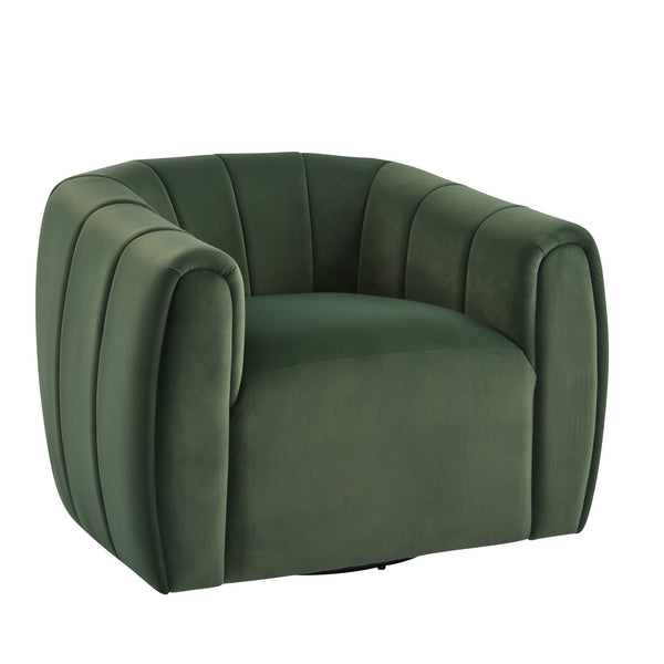 English Elm Christopher Knight Home® - Swivel Velvet Club Chair with Tub Back and 360° Rotation, Plush Iron Frame, No Assembly Needed Olive Green 37.8 L x 33.46 W x 27.17 H N776P264952S