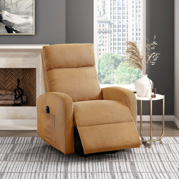 English Elm Contemporary Power Lift Chair Recliner with Plush Corduroy, Foam-Over-Coil Support & Side Pocket Yellow 31 L x 29 W x 24 H B011P395834