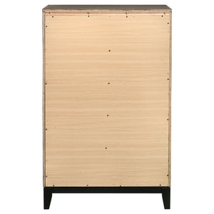 English Elm Gregory Grey Oak 5-Drawer Chest — Contemporary Grey Oak Finish, Durable Interlocking Joints, Modern Hardware Storage Elegance B062P331060