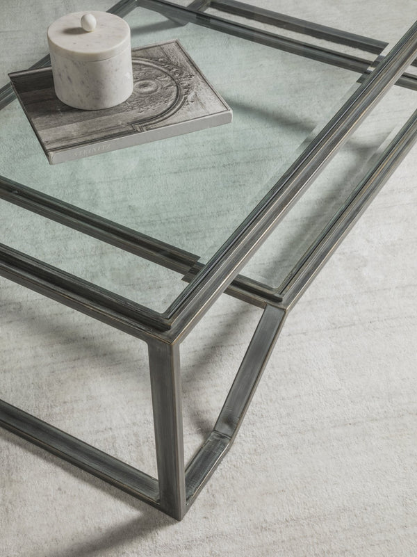 Lexington Artistica Home Byron Rectangular Cocktail Table - Handcrafted Iron Design With Beveled Glass Top For Modern Elegance St. Laurent Wood 2230-945-44