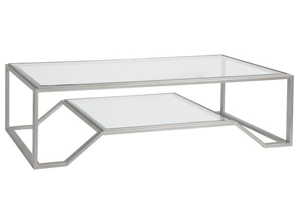 Lexington Artistica Home Byron Rectangular Cocktail Table - Handcrafted Iron Design With Beveled Glass Top For Modern Elegance Argento Wood 2230-945-46