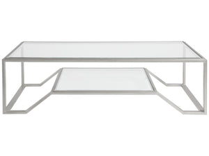 Lexington Artistica Home Byron Rectangular Cocktail Table - Handcrafted Iron Design With Beveled Glass Top For Modern Elegance Argento Wood 2230-945-46