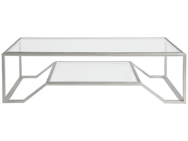 Lexington Artistica Home Byron Rectangular Cocktail Table - Handcrafted Iron Design With Beveled Glass Top For Modern Elegance Argento Wood 2230-945-46
