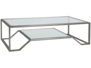 Lexington Artistica Home Byron Rectangular Cocktail Table - Handcrafted Iron Design With Beveled Glass Top For Modern Elegance Silver Leaf Wood 2230-945-47
