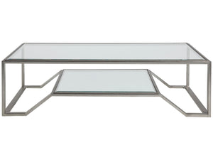 Lexington Artistica Home Byron Rectangular Cocktail Table - Handcrafted Iron Design With Beveled Glass Top For Modern Elegance Silver Leaf Wood 2230-945-47