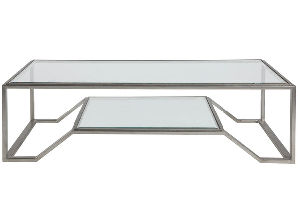 Lexington Artistica Home Byron Rectangular Cocktail Table - Handcrafted Iron Design With Beveled Glass Top For Modern Elegance Silver Leaf Wood 2230-945-47
