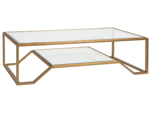 Lexington Artistica Home Byron Rectangular Cocktail Table - Handcrafted Iron Design With Beveled Glass Top For Modern Elegance Gold Leaf Wood 2230-945-48