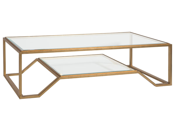 Lexington Artistica Home Byron Rectangular Cocktail Table - Handcrafted Iron Design With Beveled Glass Top For Modern Elegance Gold Leaf Wood 2230-945-48