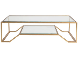 Lexington Artistica Home Byron Rectangular Cocktail Table - Handcrafted Iron Design With Beveled Glass Top For Modern Elegance Gold Leaf Wood 2230-945-48