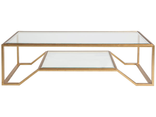 Lexington Artistica Home Byron Rectangular Cocktail Table - Handcrafted Iron Design With Beveled Glass Top For Modern Elegance Gold Leaf Wood 2230-945-48