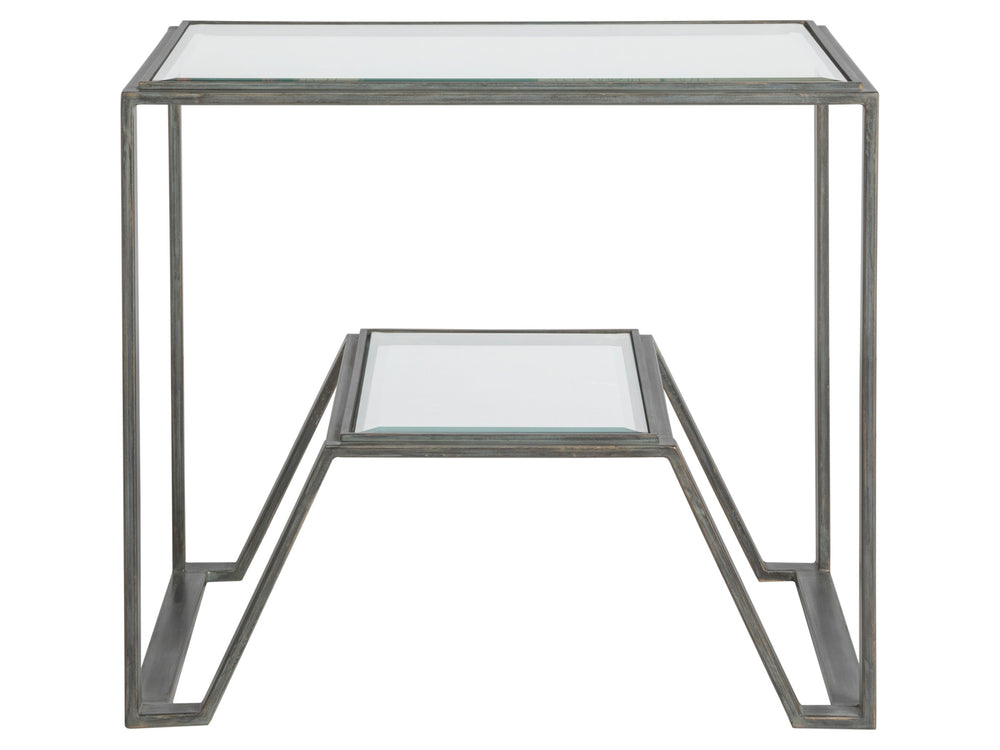 Lexington Artistica Home Byron Contemporary Iron End Table With Beveled Glass Top - Handcrafted Artisan Design Elegance St. Laurent Wood 2230-955-44