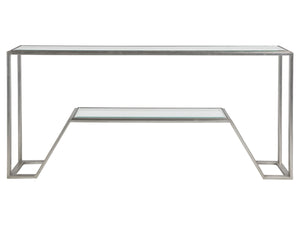 Lexington Artistica Home Byron Console - Exquisite Hand-forged Iron Design With Elegant Beveled Glass For Modern Spaces Silver Leaf Wood 2230-966-47