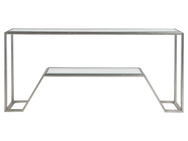 Lexington Artistica Home Byron Console - Exquisite Hand-forged Iron Design With Elegant Beveled Glass For Modern Spaces Silver Leaf Wood 2230-966-47