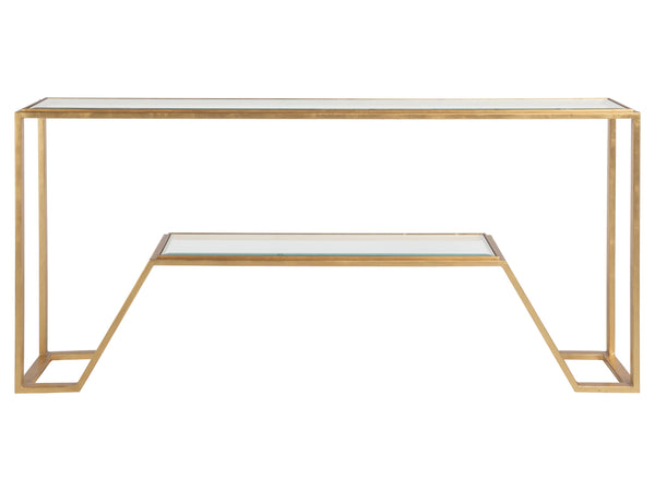 Lexington Artistica Home Byron Console - Exquisite Hand-forged Iron Design With Elegant Beveled Glass For Modern Spaces Gold Leaf Wood 2230-966-48