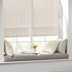 English Elm Basketweave Room Darkening Cordless Roman Shade with Thermal Foam Backing for Energy Efficient Privacy Ivory 11.42 L x 6.23 W x 7.48 H B035129712