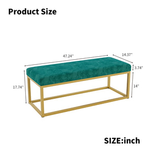 English Elm Storage Bench Green Velvet PU Leather with Gold Steel Frame, Mid-Century Entryway Seat, 600lb Capacity, 48.8"L W578P357538