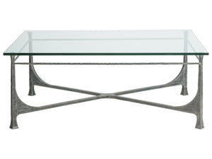 Lexington Artistica Home Bruno Hand-forged Metal Cocktail Table - Exquisite Iron Craftsmanship With Elegant Glass Top Design St. Laurent Wood 2231-945-44