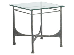 Lexington Artistica Home Bruno Hand-forged Iron Square End Table With Sophisticated Glass Top And Exceptional Craftsmanship St. Laurent Wood 2231-957-44