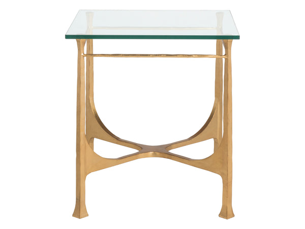 Lexington Artistica Home Bruno Hand-forged Iron Square End Table With Sophisticated Glass Top And Exceptional Craftsmanship Gold Leaf Wood 2231-957-48