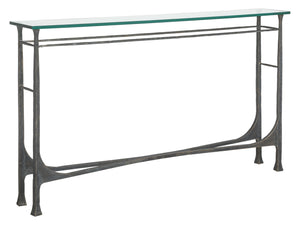 Lexington Artistica Home Bruno Console Table - Hand-forged Iron Design With Elegant Glass Top For Timeless Home Decor St. Laurent Wood 2231-966-44