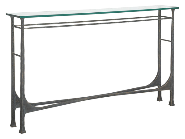 Lexington Artistica Home Bruno Console Table - Hand-forged Iron Design With Elegant Glass Top For Timeless Home Decor St. Laurent Wood 2231-966-44