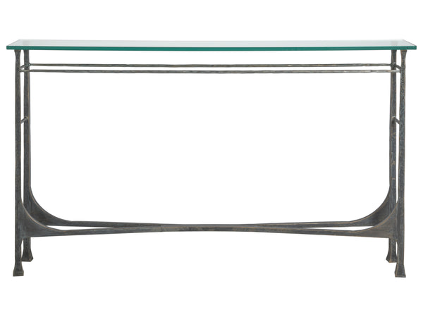 Lexington Artistica Home Bruno Console Table - Hand-forged Iron Design With Elegant Glass Top For Timeless Home Decor St. Laurent Wood 2231-966-44