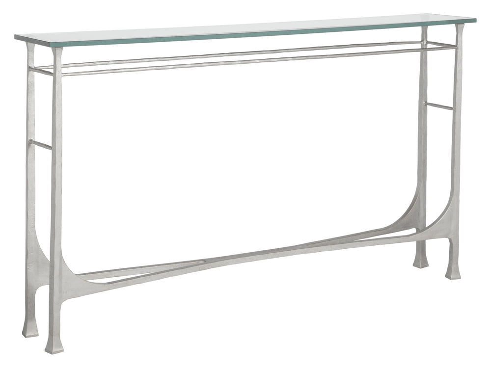 Lexington Artistica Home Bruno Console Table - Hand-forged Iron Design With Elegant Glass Top For Timeless Home Decor Argento Wood 2231-966-46