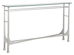 Lexington Artistica Home Bruno Console Table - Hand-forged Iron Design With Elegant Glass Top For Timeless Home Decor Argento Wood 2231-966-46