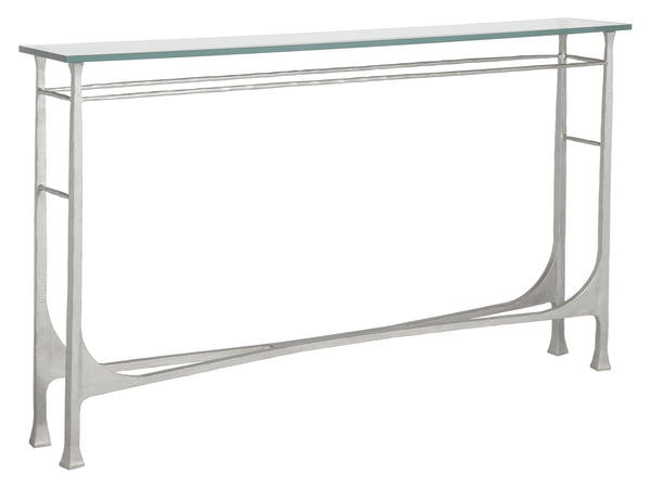 Lexington Artistica Home Bruno Console Table - Hand-forged Iron Design With Elegant Glass Top For Timeless Home Decor Argento Wood 2231-966-46