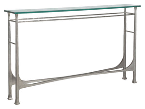 Lexington Artistica Home Bruno Console Table - Hand-forged Iron Design With Elegant Glass Top For Timeless Home Decor Silver Leaf Wood 2231-966-47
