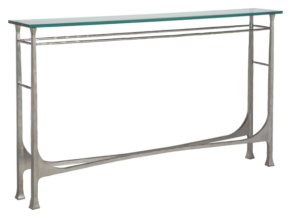 Lexington Artistica Home Bruno Console Table - Hand-forged Iron Design With Elegant Glass Top For Timeless Home Decor Silver Leaf Wood 2231-966-47