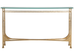 Lexington Artistica Home Bruno Console Table - Hand-forged Iron Design With Elegant Glass Top For Timeless Home Decor Gold Leaf Wood 2231-966-48