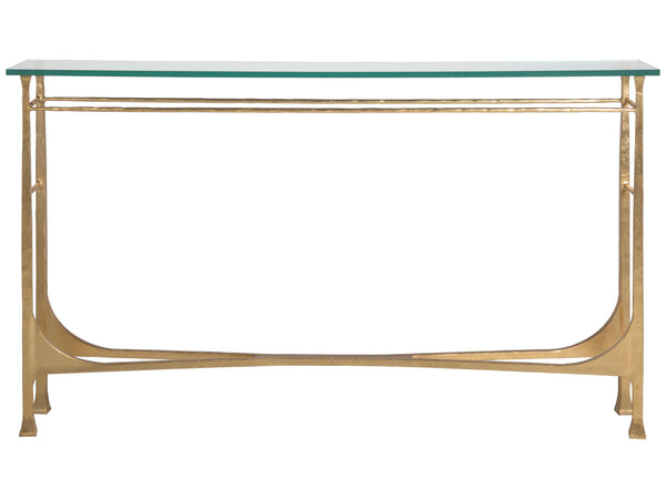 Lexington Artistica Home Bruno Console Table - Hand-forged Iron Design With Elegant Glass Top For Timeless Home Decor Gold Leaf Wood 2231-966-48