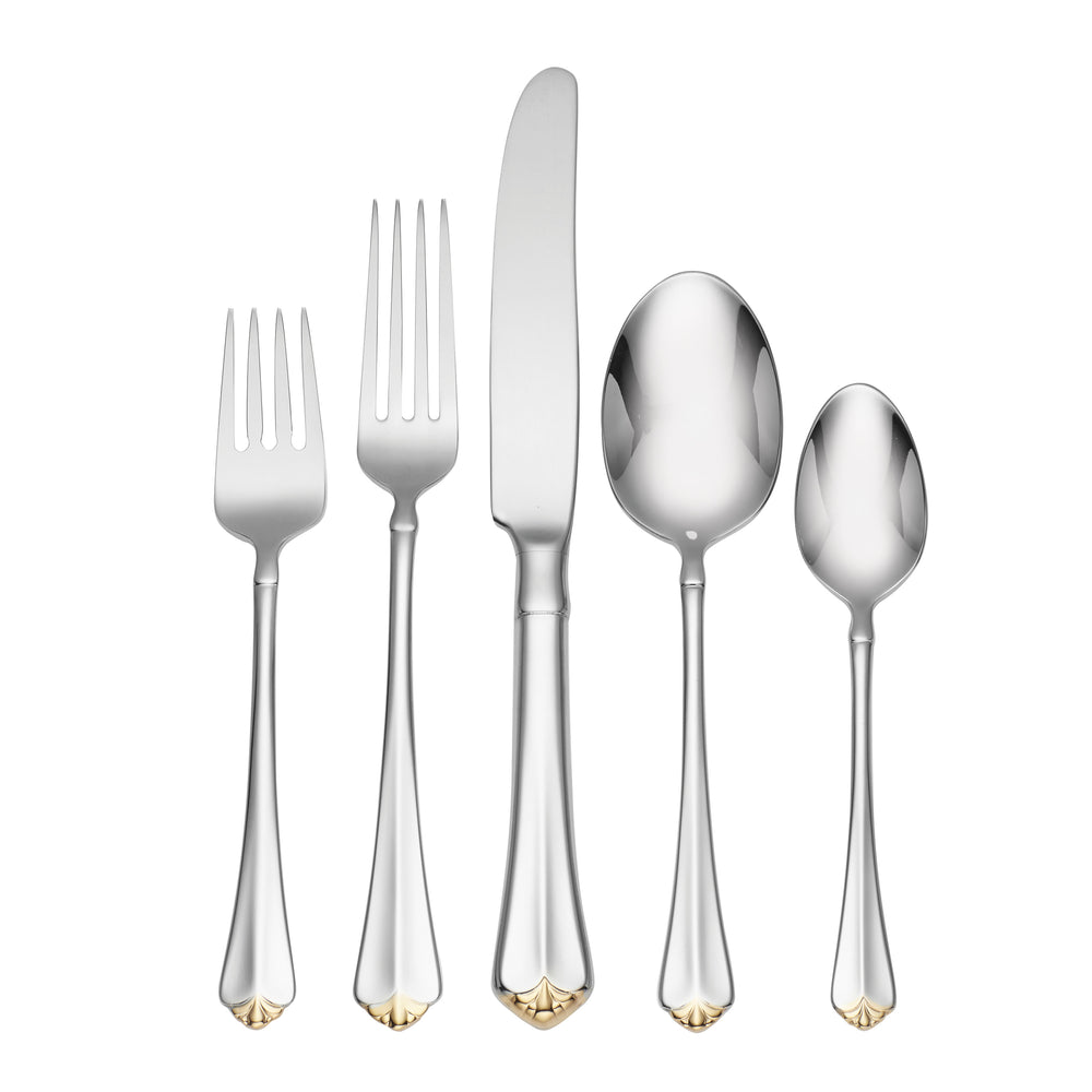 Lenox Golden Juilliard Stainless Steel Flatware with Mirror Polish and Glam Gold Tips 2231020AL20