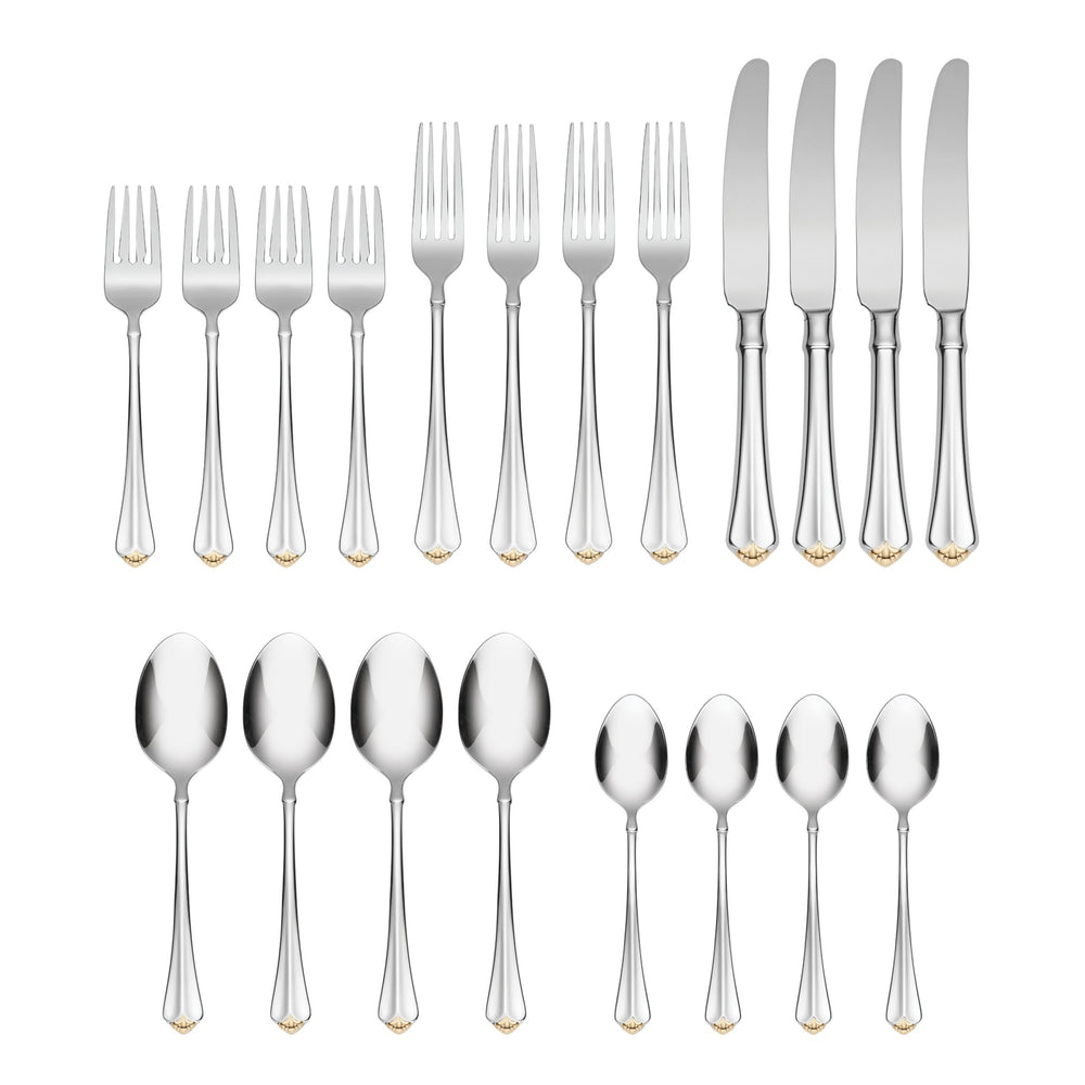 Lenox Golden Juilliard Stainless Steel Flatware with Mirror Polish and Glam Gold Tips 2231020AL20