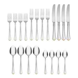 Lenox Golden Juilliard Stainless Steel Flatware with Mirror Polish and Glam Gold Tips 2231020AL20