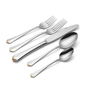 Lenox Golden Juilliard Stainless Steel Flatware with Mirror Polish and Glam Gold Tips 2231020AL20