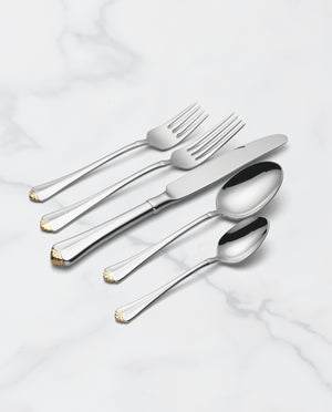 Lenox Golden Juilliard Stainless Steel Flatware with Mirror Polish and Glam Gold Tips 2231020AL20
