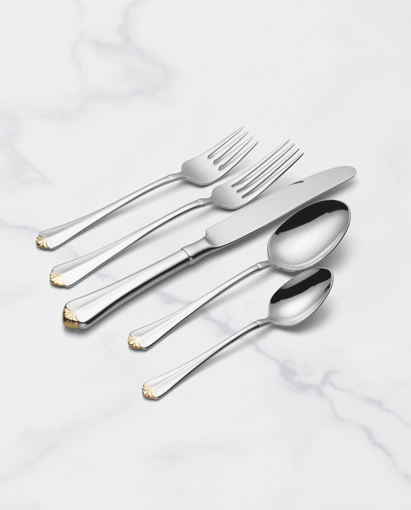 Lenox Golden Juilliard Stainless Steel Flatware with Mirror Polish and Glam Gold Tips 2231020AL20