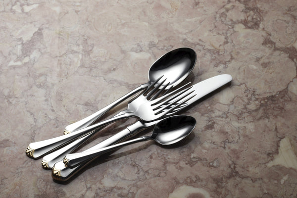 Lenox Golden Juilliard Stainless Steel Flatware with Mirror Polish and Glam Gold Tips 2231020AL20