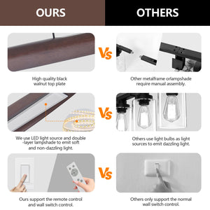 English Elm 51-Inch Streamline Wooden Led Pendant Light – Adjustable Remote-Controlled Fixture For Modern Spaces W2312P375016